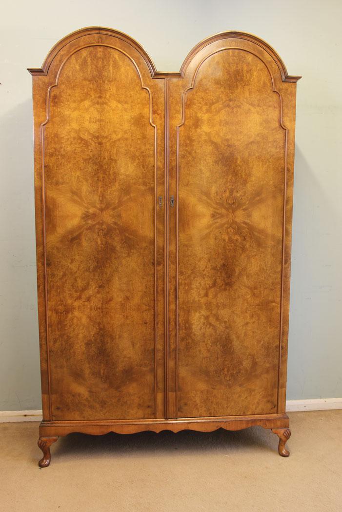 Burr Walnut Dome Top Double Hanging Wardrobe (1 of 9) Burr Walnut Dome Top Double Hanging Wardrobe (1 of 9)