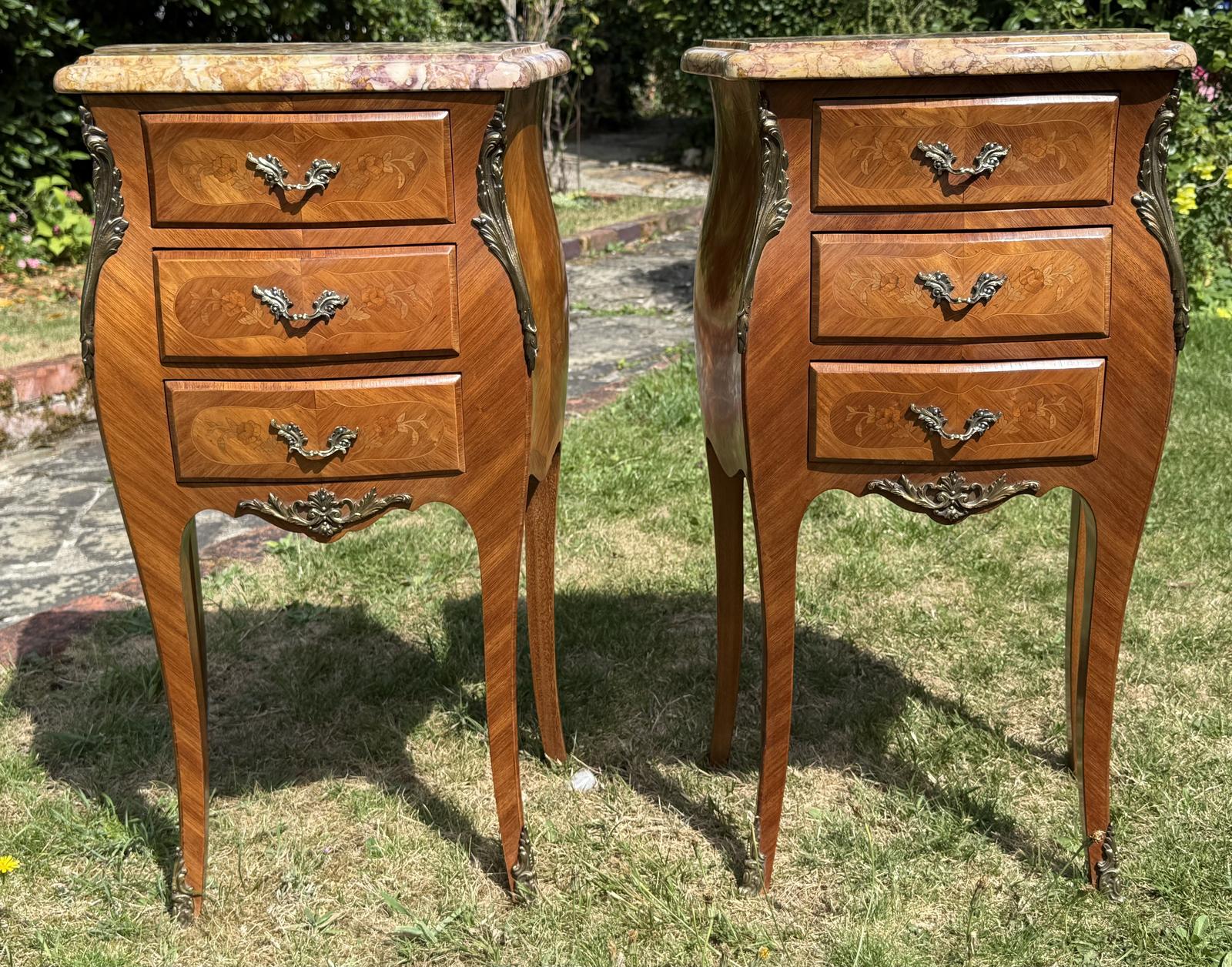 Pair of French Rococo Style Bedside Tables (1 of 6)