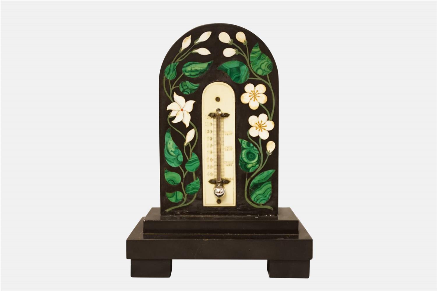 Pietra Dura Thermometer c.1880 (1 of 1) Pietra Dura Thermometer c.1880 (1 of 1)