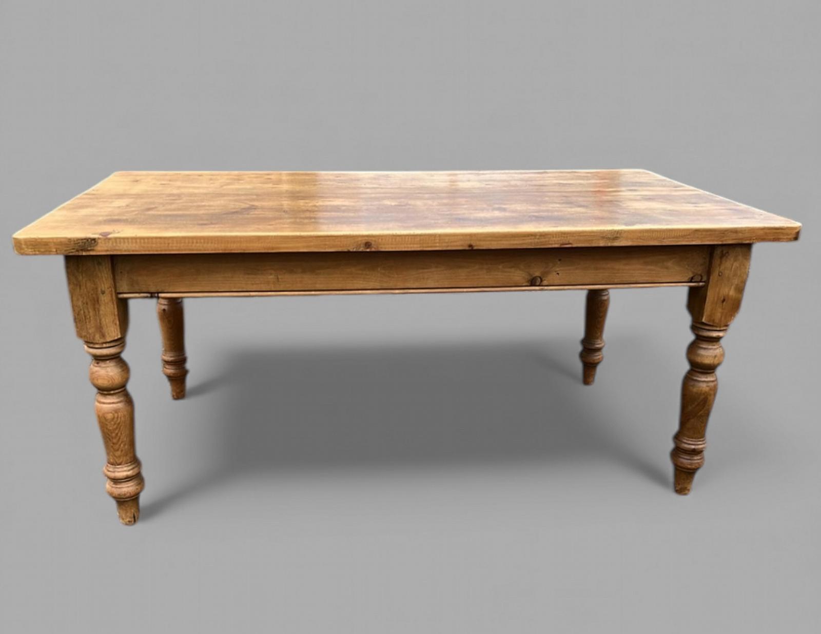 Rustic Solid Pine Farmhouse Dining Table with Drawer (1 of 9)