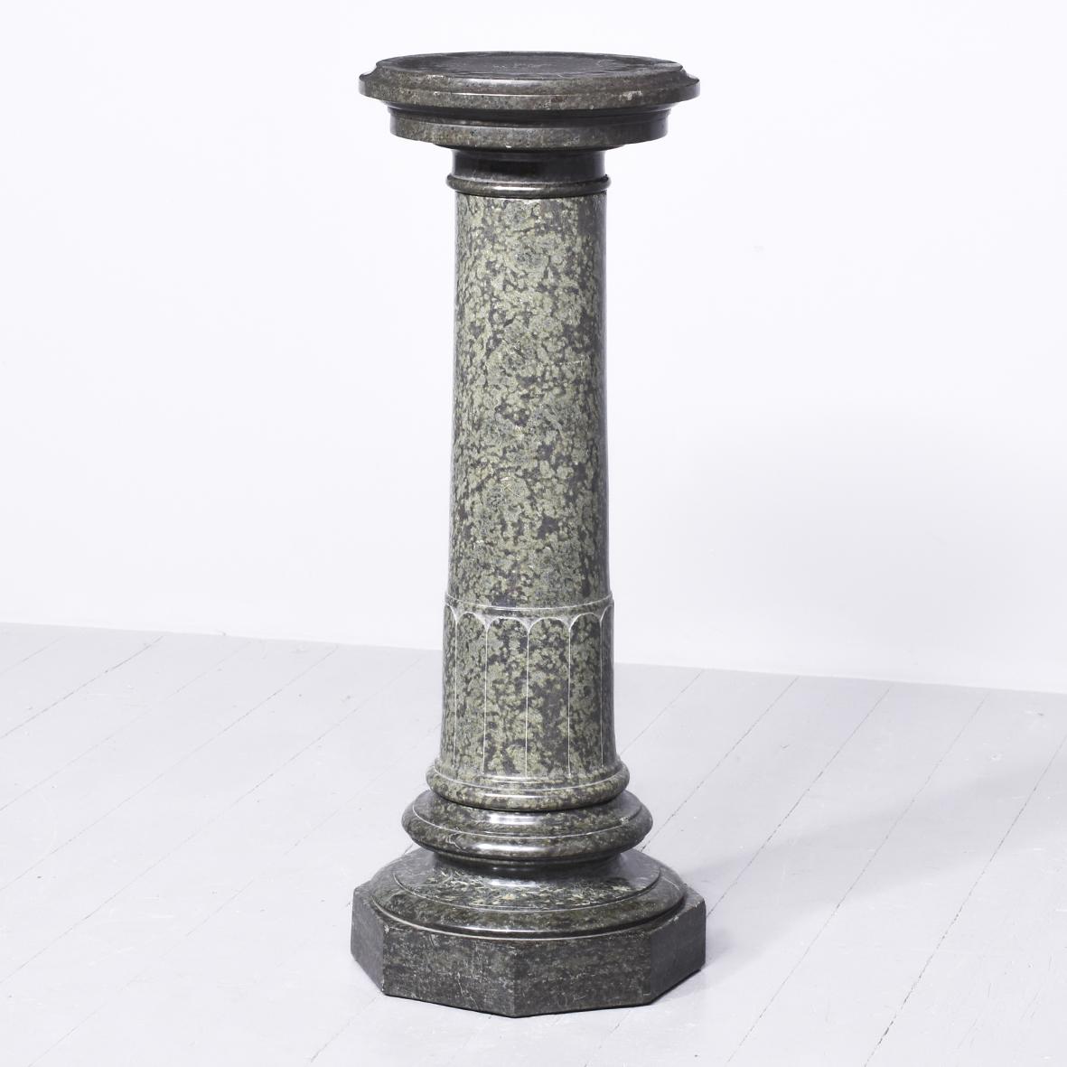 Impressive Neo-classical Style Variegated Green Victorian Marble Pedestal (1 of 7)