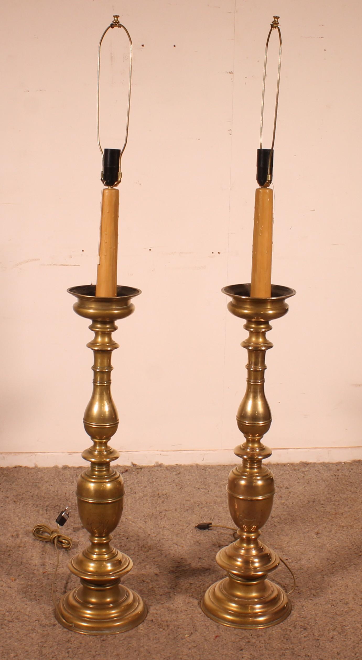 Pair Of Italian Renaissance Style Bronze Candlestick Floor Lamps (1 of 9) Pair Of Italian Renaissance Style Bronze Candlestick Floor Lamps (1 of 9)