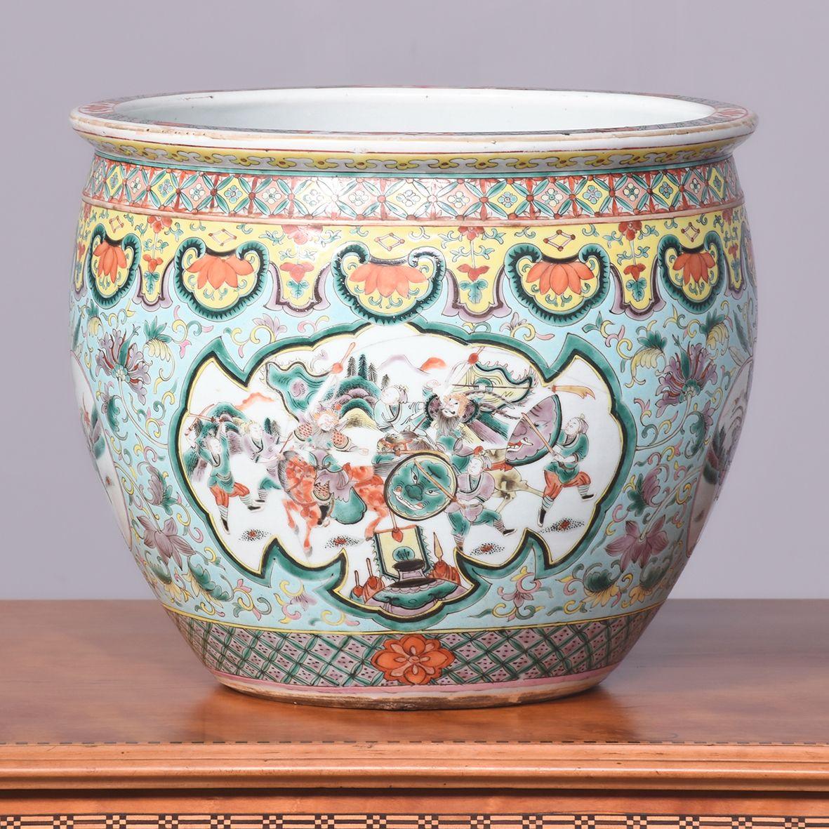 Large Hand-decorated Qin Dynasty Chinese Famille-vert Fishbowl (1 of 9)
