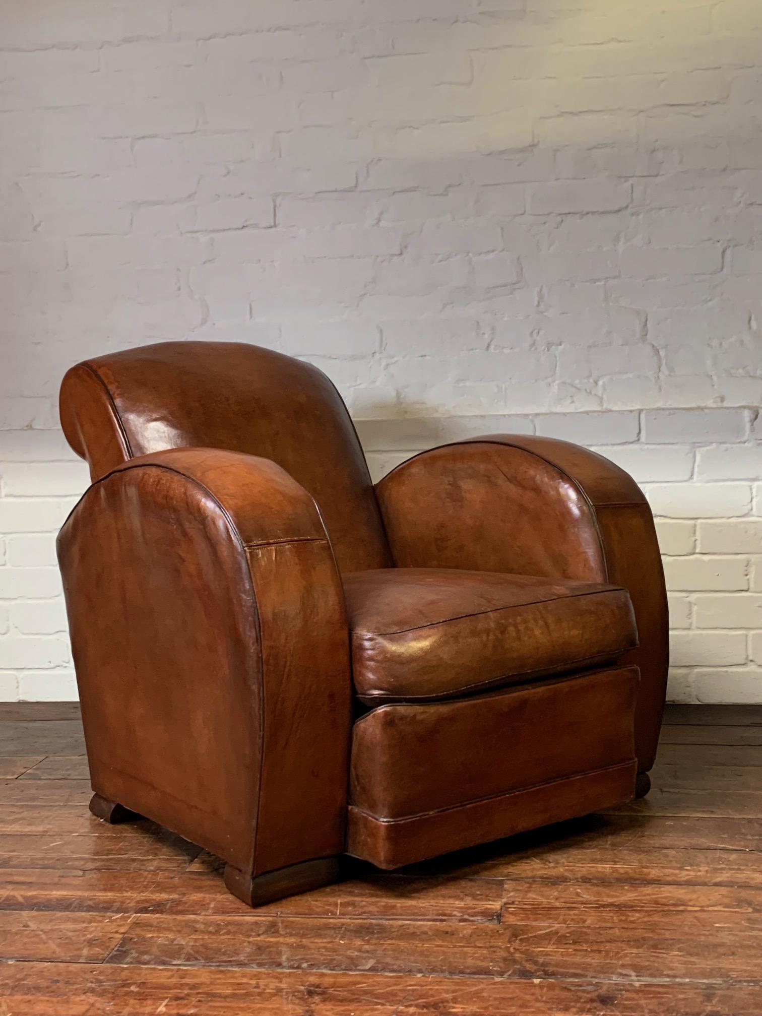 Impressive & Rare Erton Deauville Ambassador Model French Leather Club Chair Circa 1940’s (1 of 13)