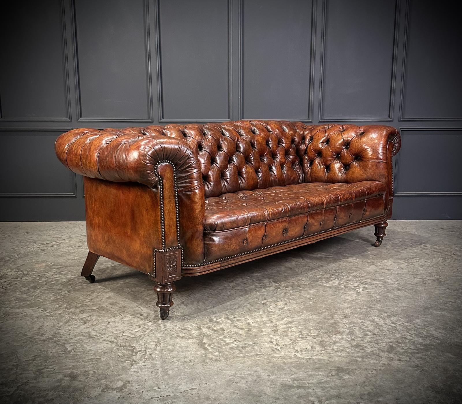 Victorian Hand Dyed Leather Chesterfield Sofa (1 of 16) Victorian Hand Dyed Leather Chesterfield Sofa (1 of 16)