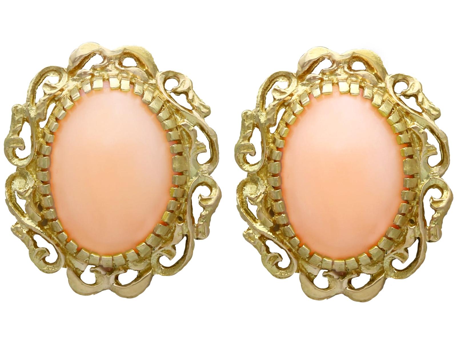 Vintage 5.75ct Pink Coral & 18ct Yellow Gd Stud Earrings (1 of 11) Vintage 5.75ct Pink Coral & 18ct Yellow Gd Stud Earrings (1 of 11)