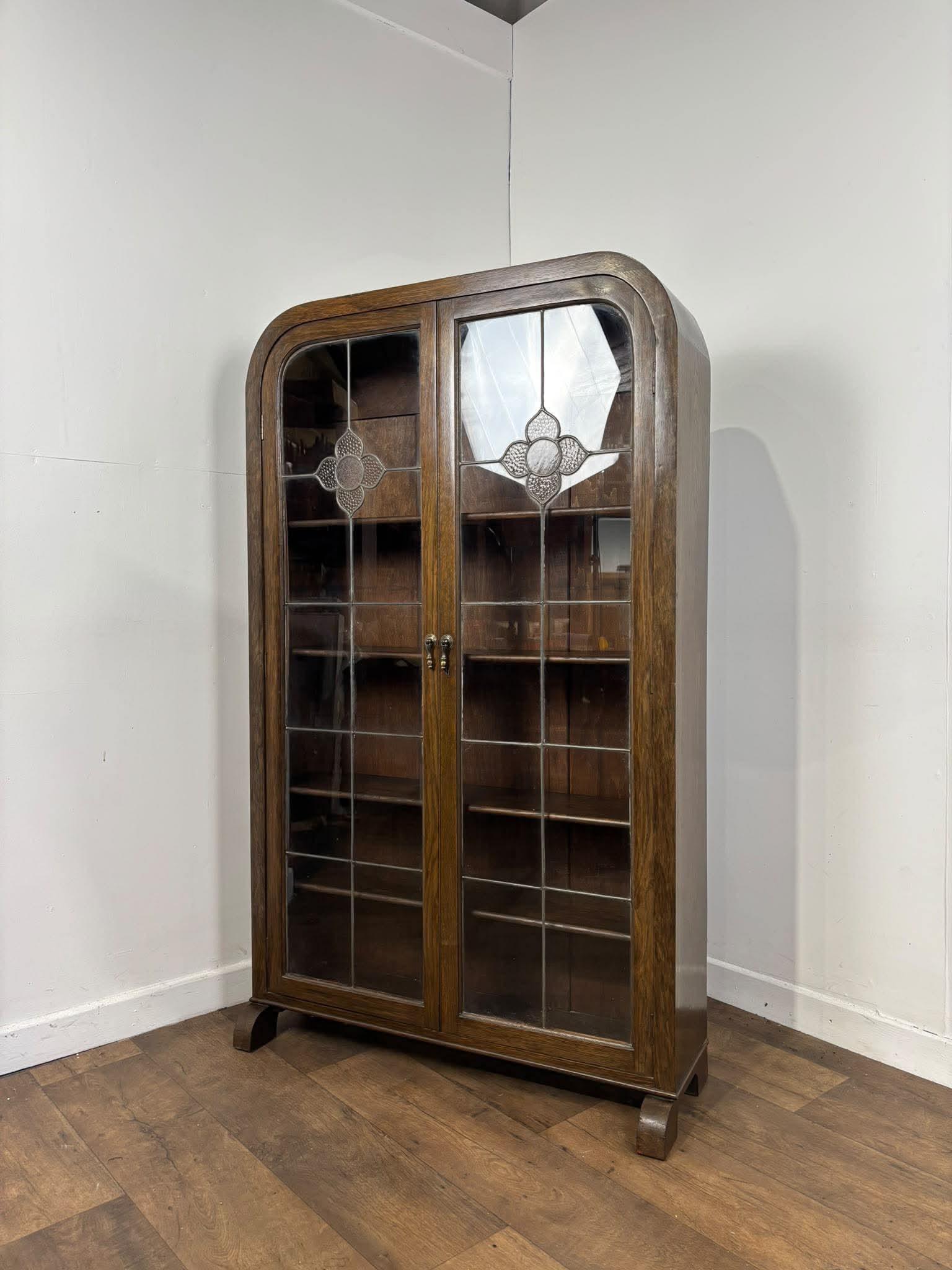 Art Deco Style Oak Leaded Glass Bookcase (1 of 14) Art Deco Style Oak Leaded Glass Bookcase (1 of 14)
