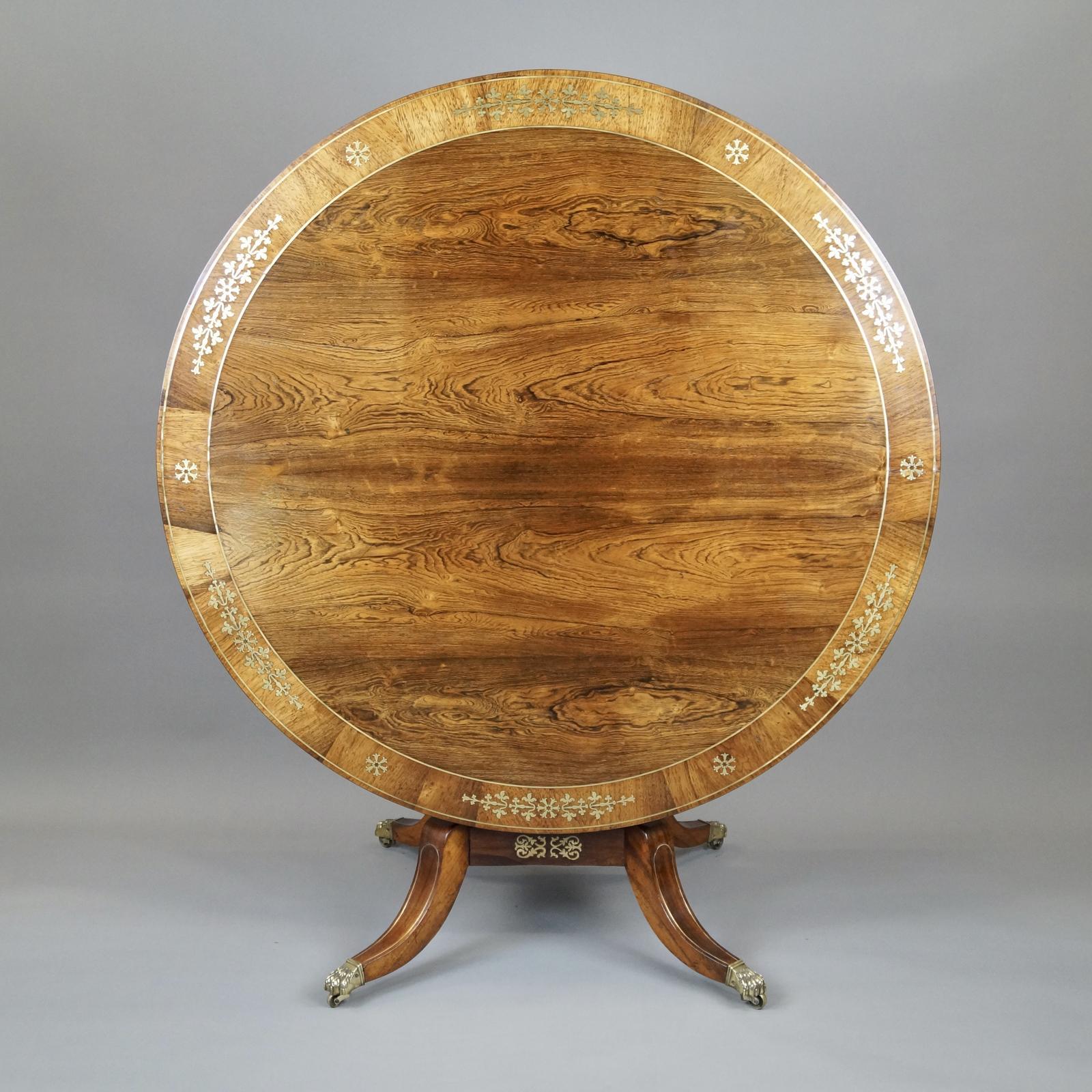 A Regency Rosewood & Brass Inlaid Centre Table (1 of 4)