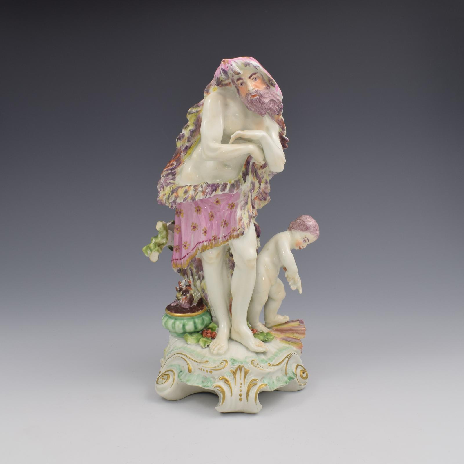 Stunning Derby Porcelain Figure Vulcan Four Classical Seasons Winter c.1760 (1 of 14)