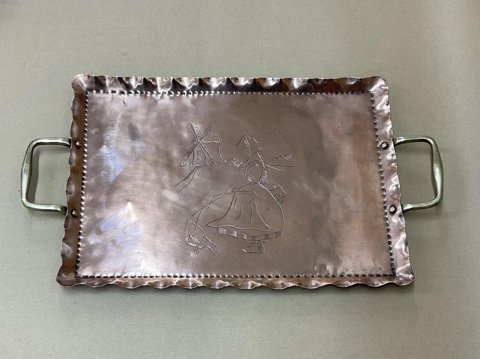 Arts & Crafts Copper + Brass Tray Dutch Scene Liberty Style Antique c.1900 (1 of 6) Arts & Crafts Copper + Brass Tray Dutch Scene Liberty Style Antique c.1900 (1 of 6)