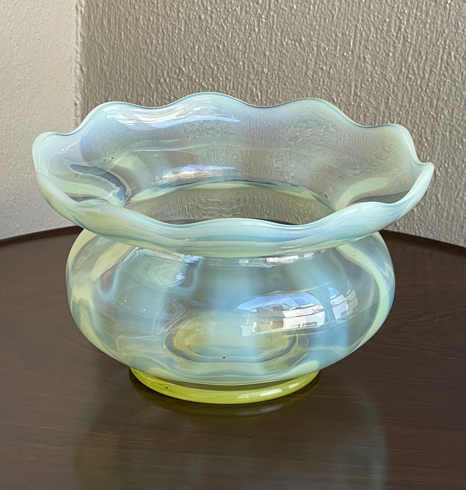 Late Victorian Uranium Vaseline Glass Bowl (1 of 6)