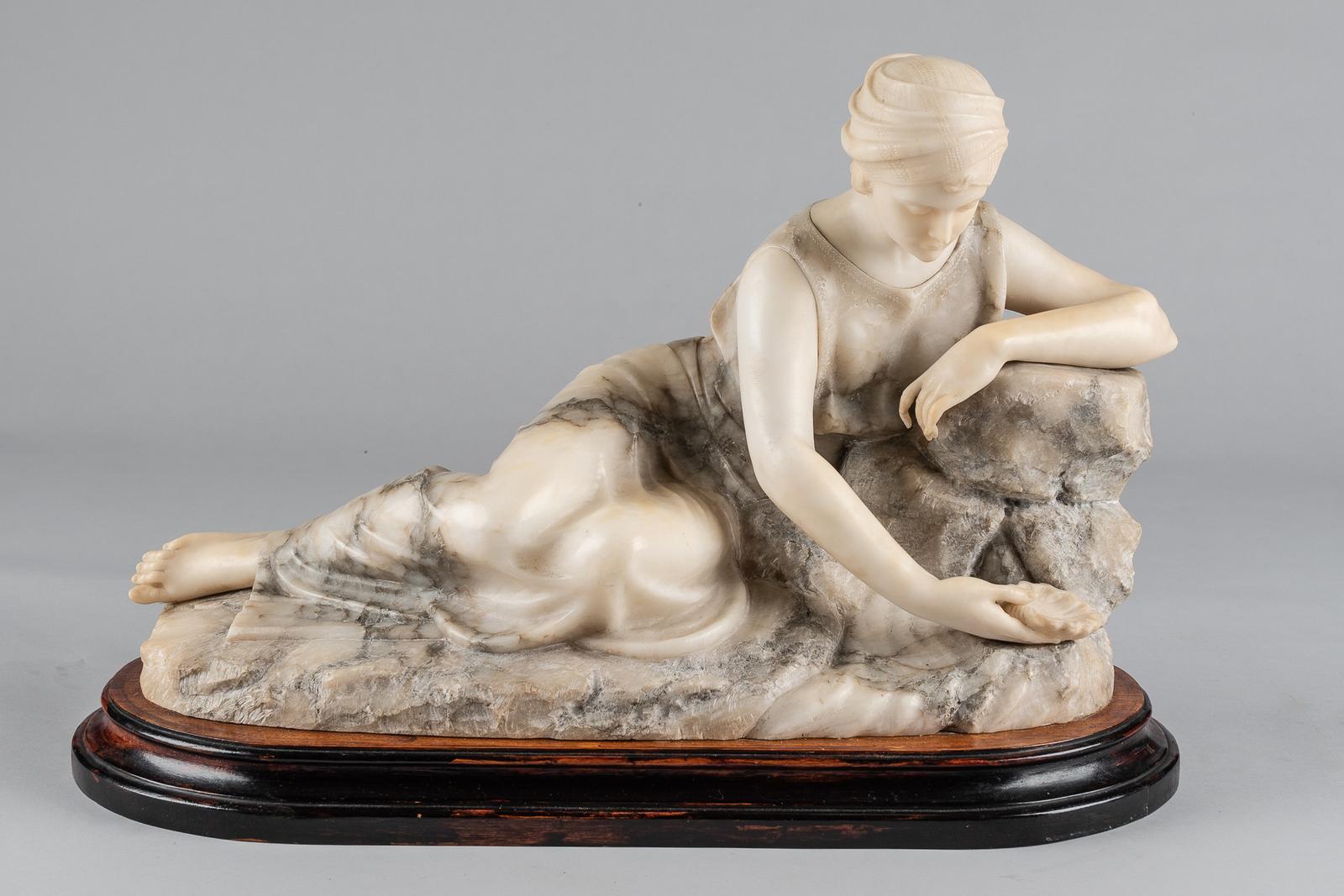 Stunning Italian Two Tone Carved Alabaster Sculpture by Gugielmo Pugi (1 of 15)