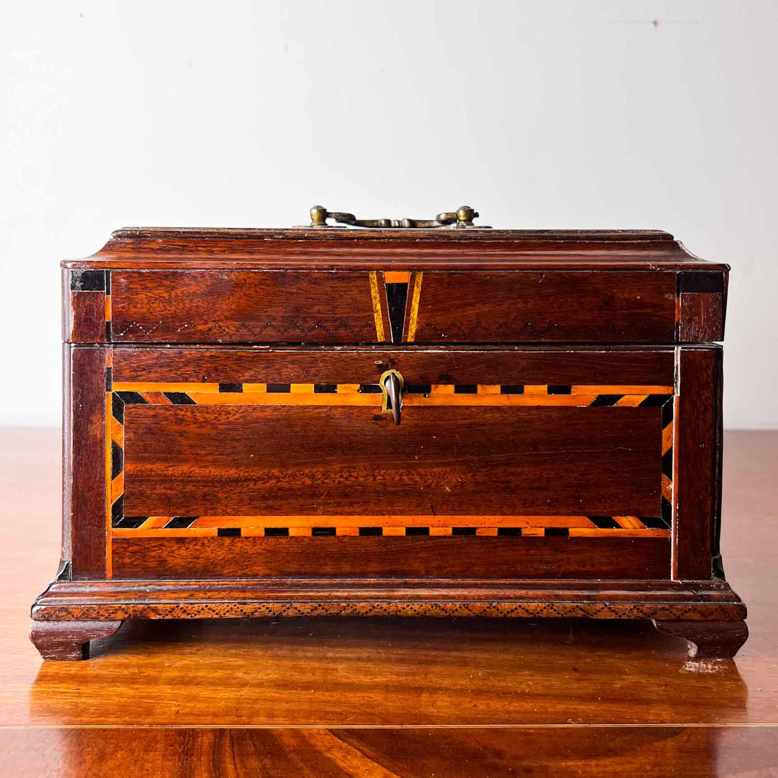 18th Century Inlaid Mahogany Tea Caddy (1 of 14)