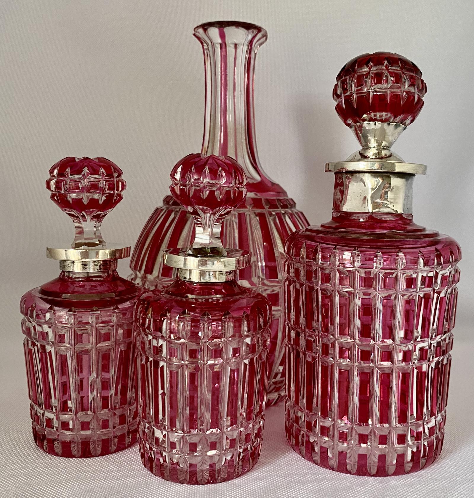 Cranberry Flash Decanters & Carafe c.1900 (1 of 9)