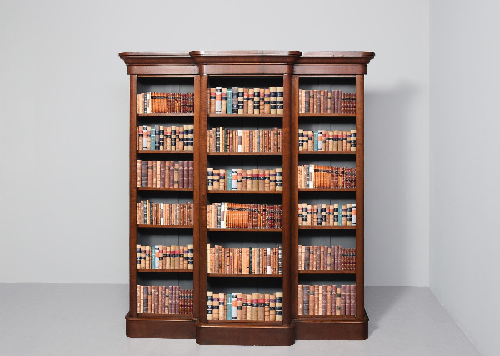 Mid Victorian Breakfront Mahogany, Three-section Open Bookcase with Clean Lines (1 of 9) Mid Victorian Breakfront Mahogany, Three-section Open Bookcase with Clean Lines (1 of 9)
