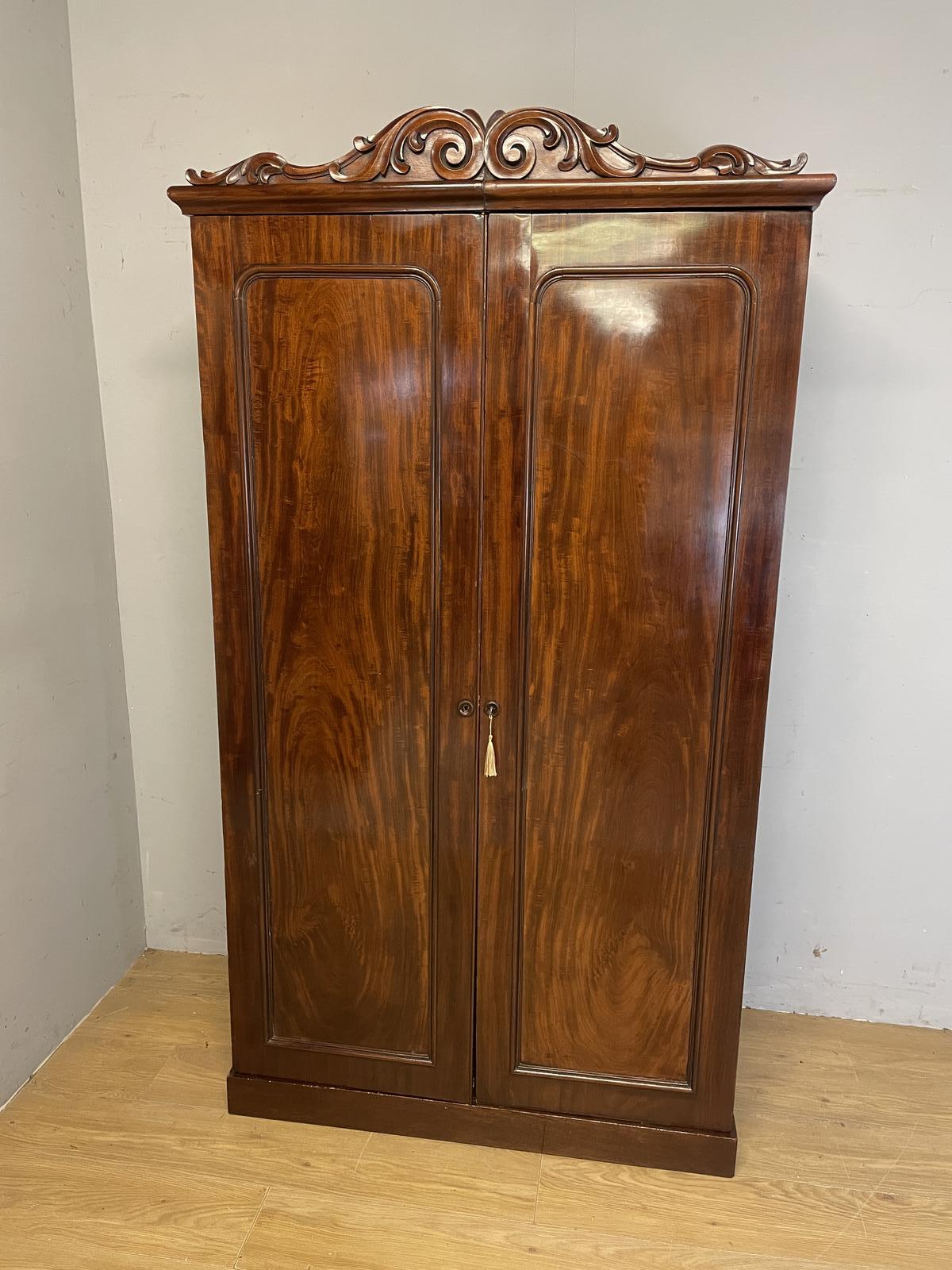 C19TH Flame Mahogany Double Wardrobe Superb Colour and Patina (1 of 13)