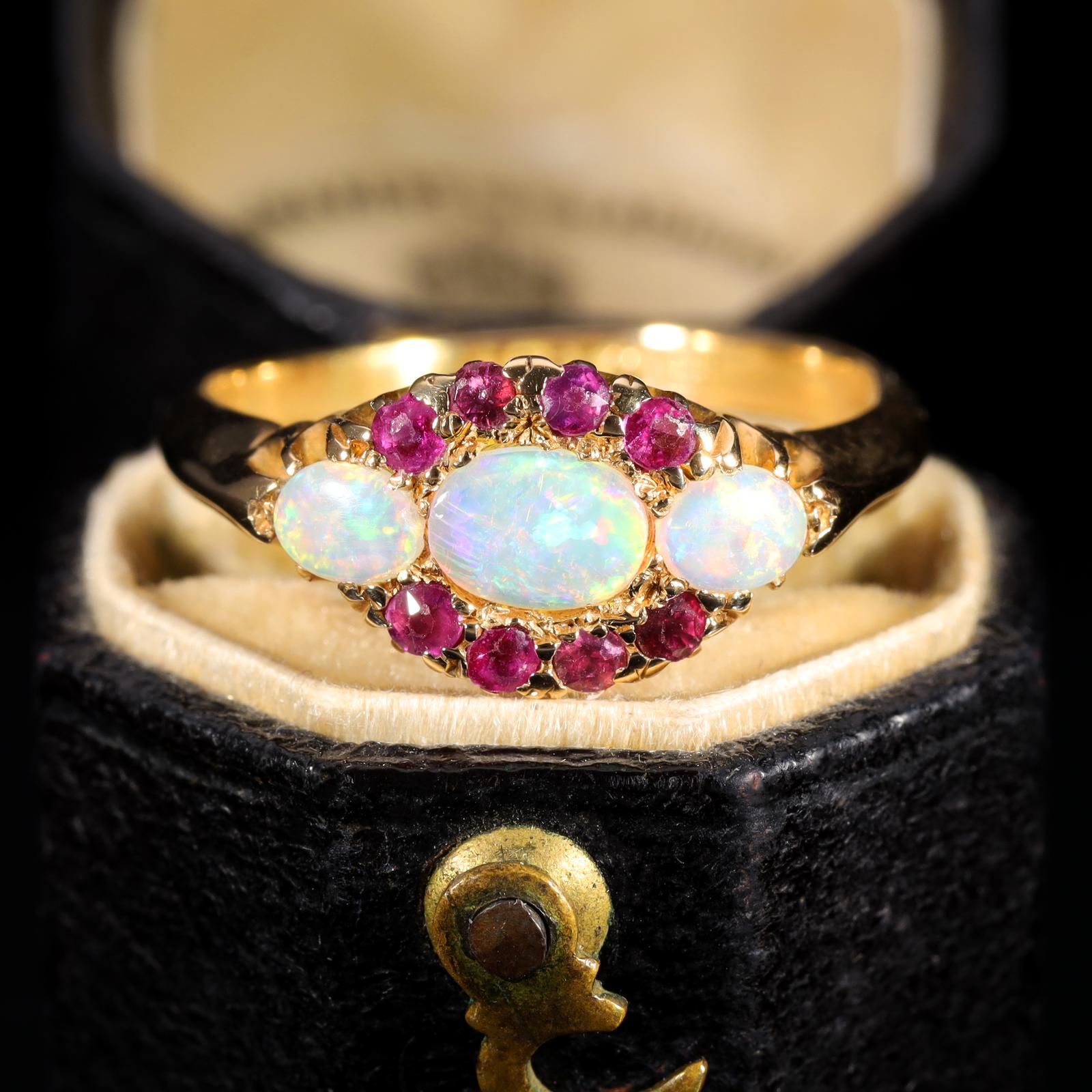 Antique 1911 Opal and Ruby Magical Ring (1 of 8)