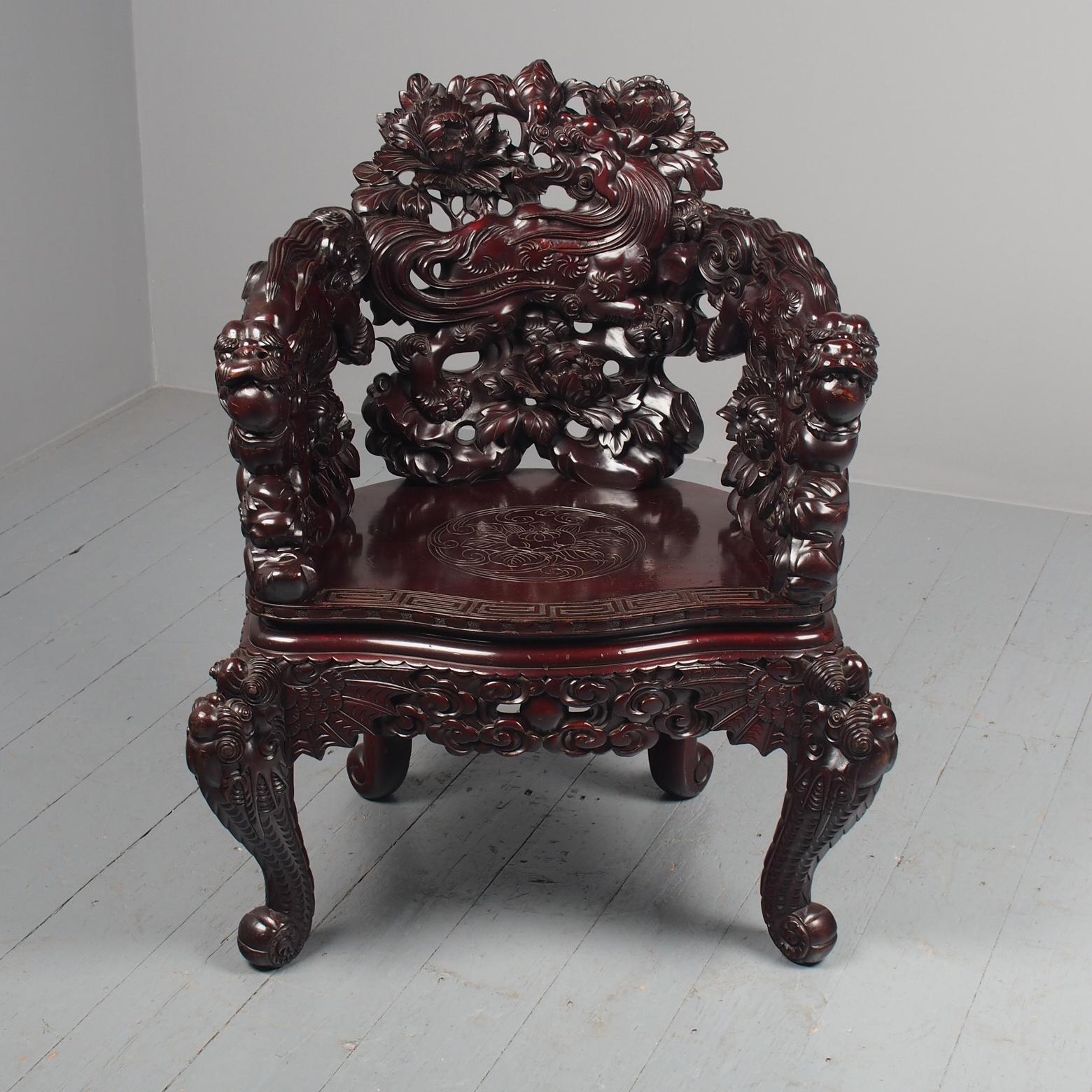 Antique Chinese Carved Hardwood Armchair (1 of 16) Antique Chinese Carved Hardwood Armchair (1 of 16)