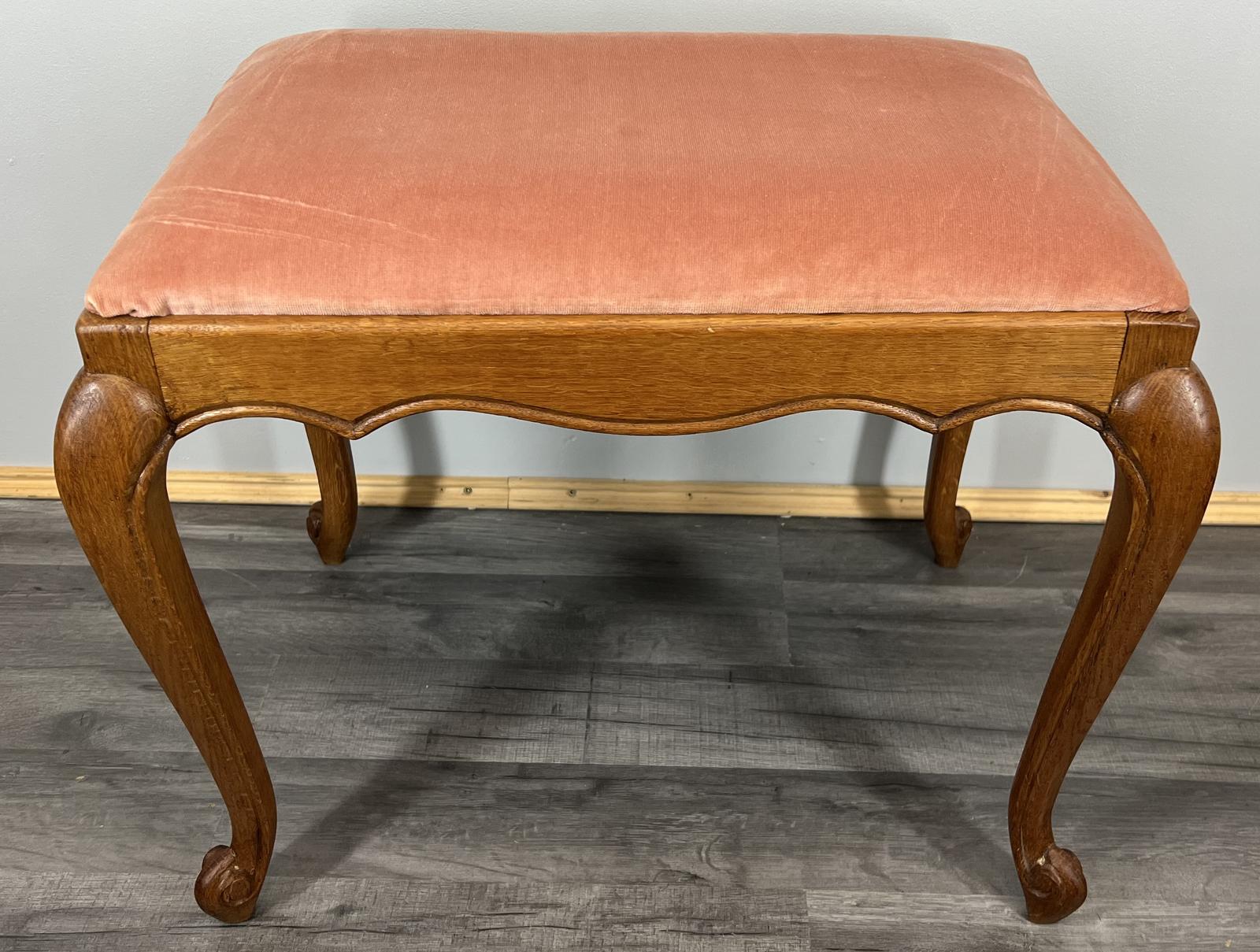 French Antique Footstool Dressing Table Stool Carved Wood (1 of 5)
