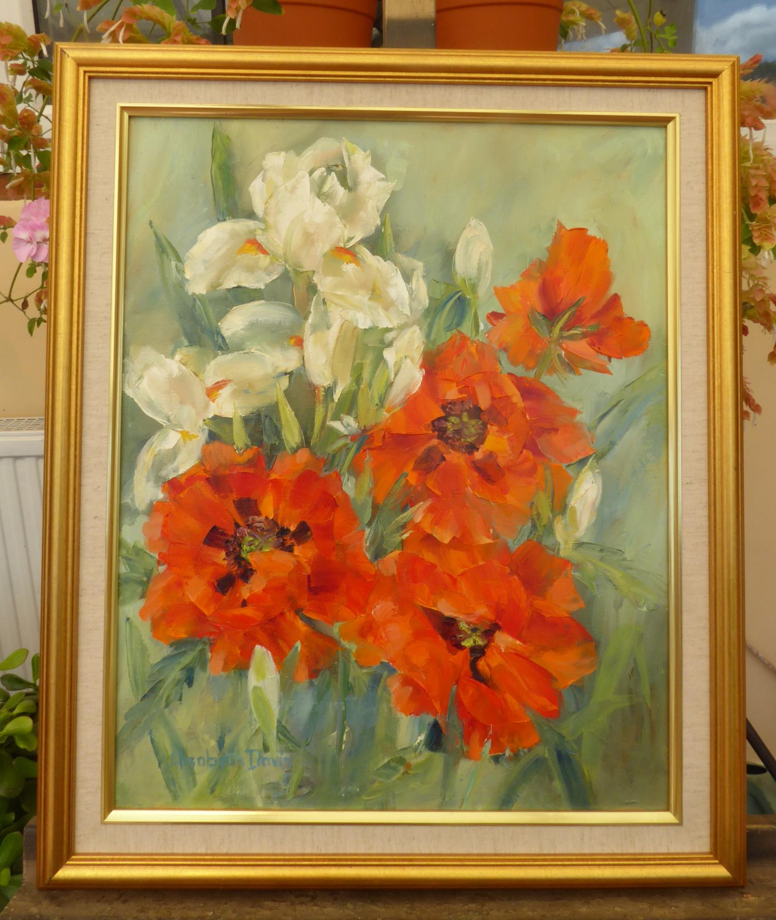 Oil on Canvas Flowers Listed Artist Elizabeth Davies (1 of 15)