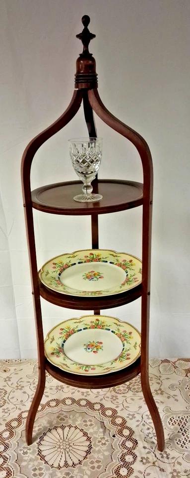 Antique Edwardian Inlaid 3 Tier Cake Stand (1 of 7)