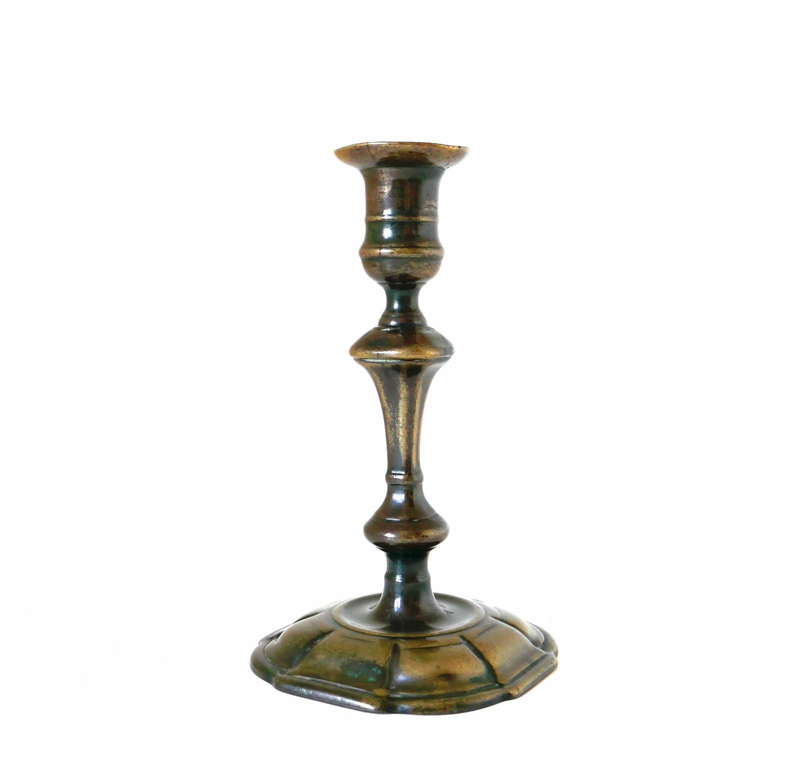 Antique Early Lighting 18th Century Brass Single Patinated Candlestick - English (1 of 6) Antique Early Lighting 18th Century Brass Single Patinated Candlestick - English (1 of 6)