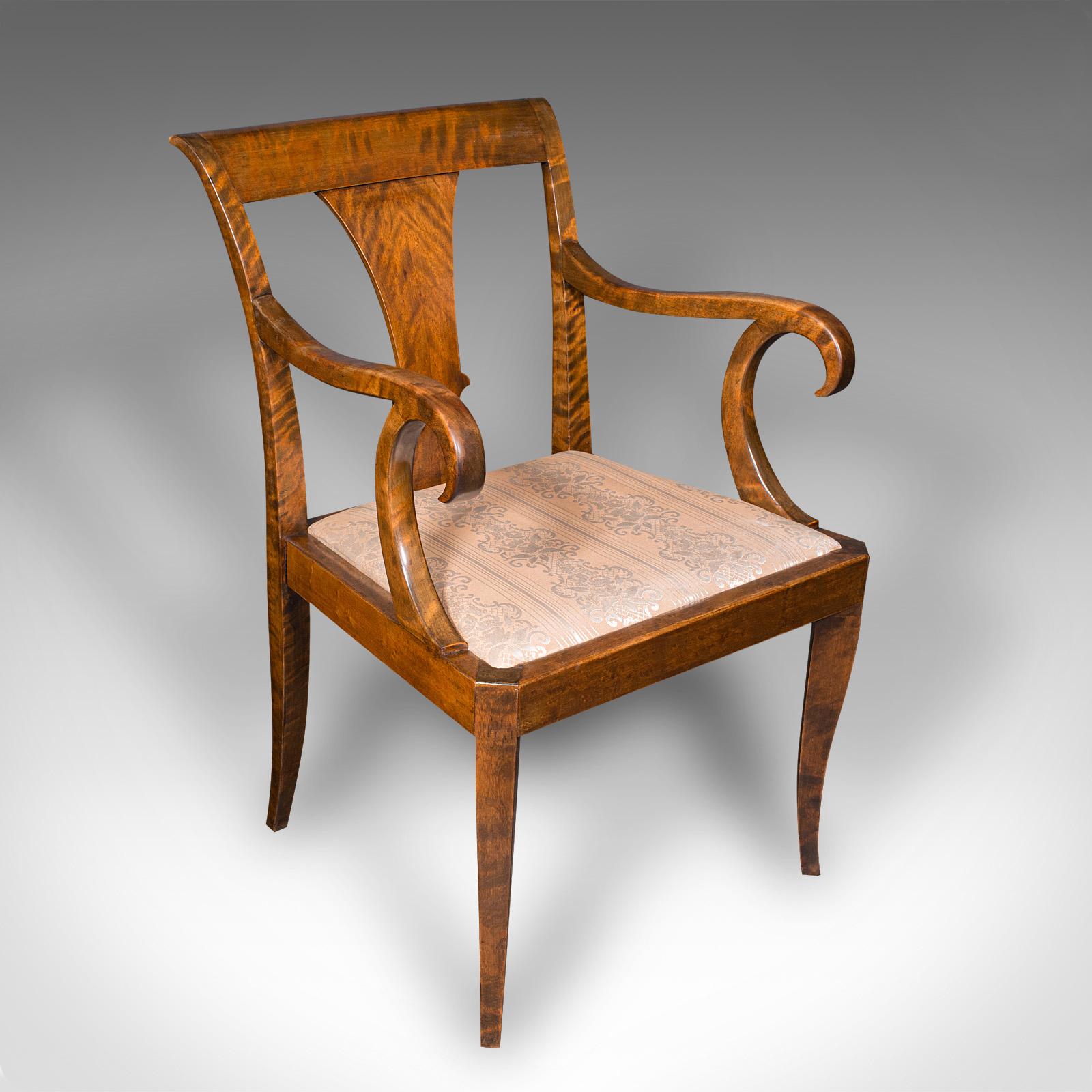 Vintage Elbow Chair, Continental, Satinwood, Seat, Biedermeier Taste, Art Deco (1 of 12)