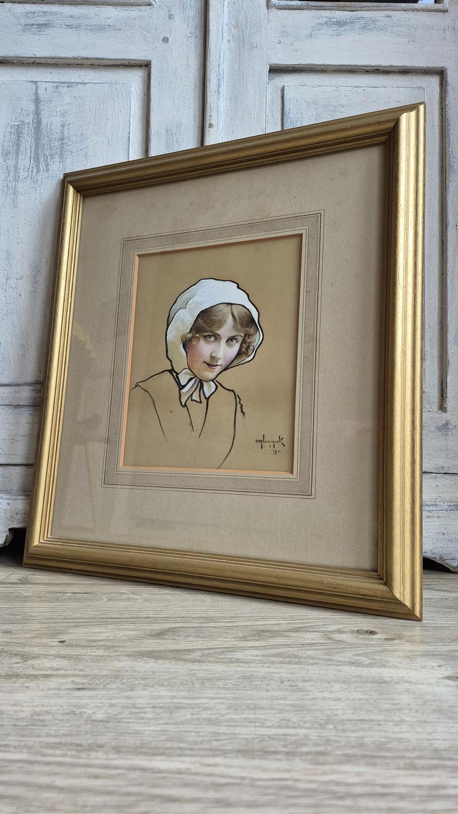 Antique Portrait Painting By J. W. Hammick (1 of 19)