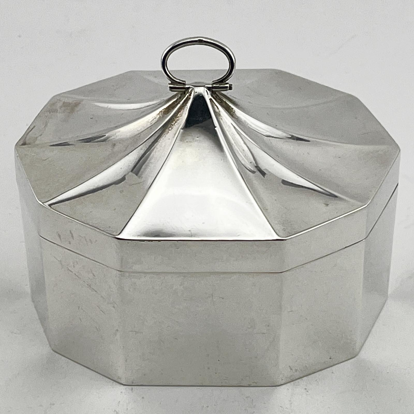 Plain Sterling Oval Cut Corner Silver Tea Caddy (1 of 6)