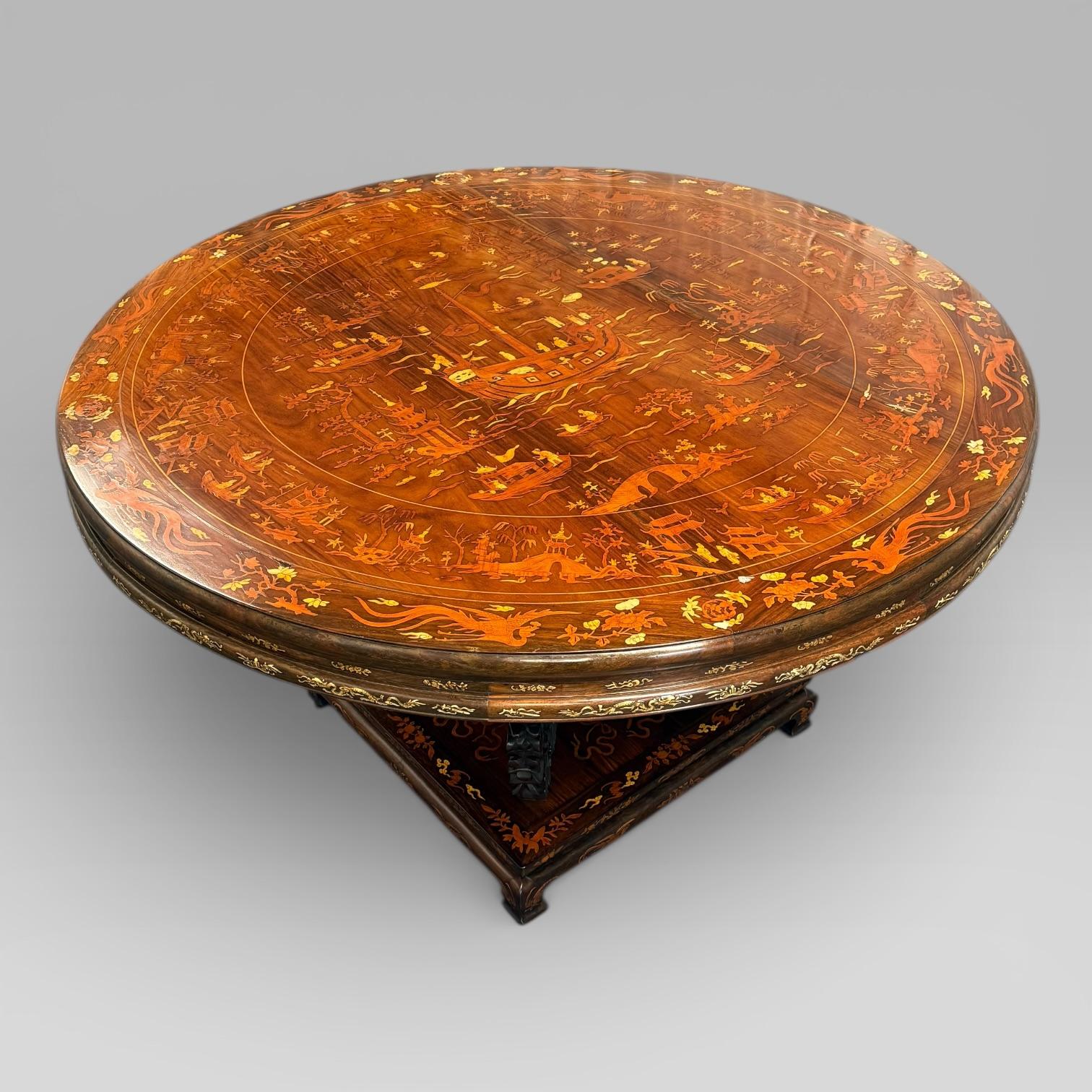 Antique Qing Chinese Export Rosewood Inlaid Centre Table by Edwards & Roberts (1 of 23) Antique Qing Chinese Export Rosewood Inlaid Centre Table by Edwards & Roberts (1 of 23)