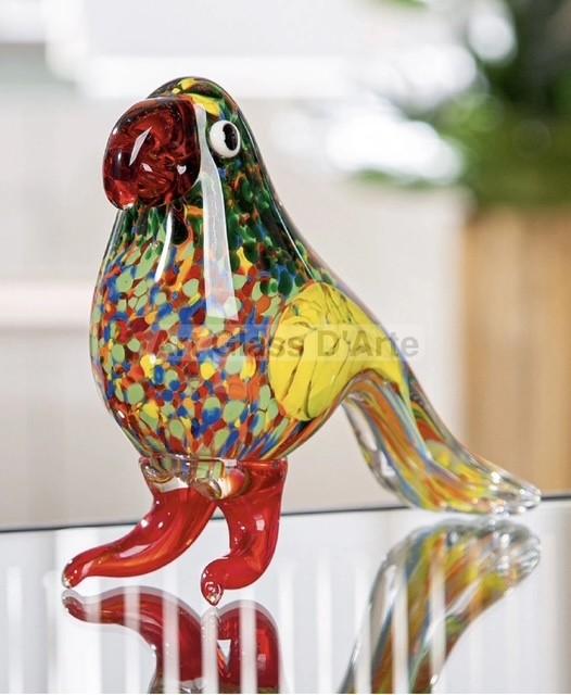 Murano Glass Multi Coloured Tropical Bird Sculpture Figure (1 of 2)