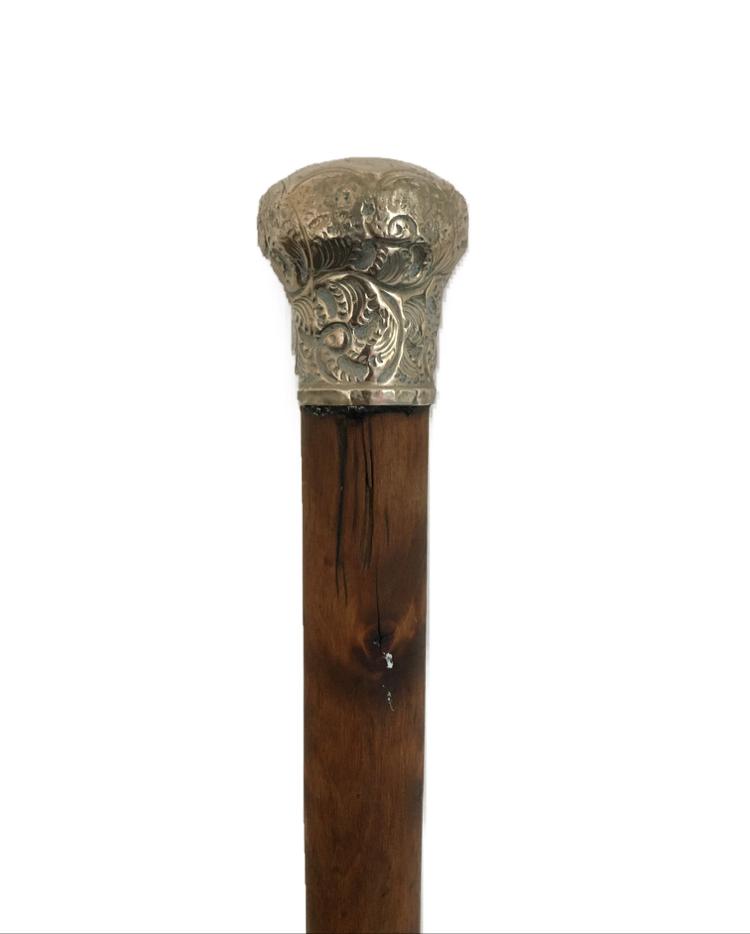 Wooden Walking Stick with Ornate Silver Plated Top (1 of 4)