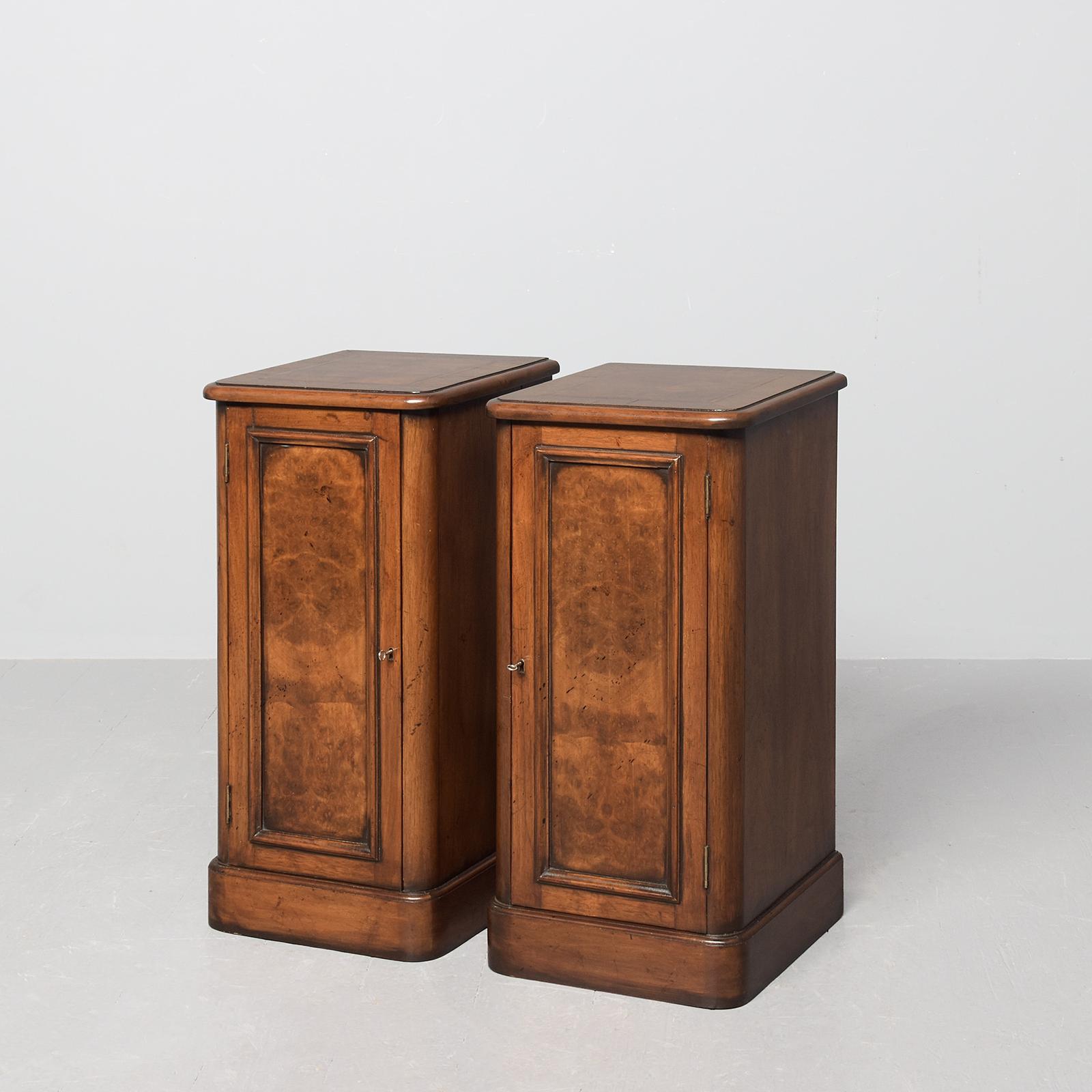 Pair of Burr Walnut Pedestal Bedside Cabinets (1 of 8) Pair of Burr Walnut Pedestal Bedside Cabinets (1 of 8)