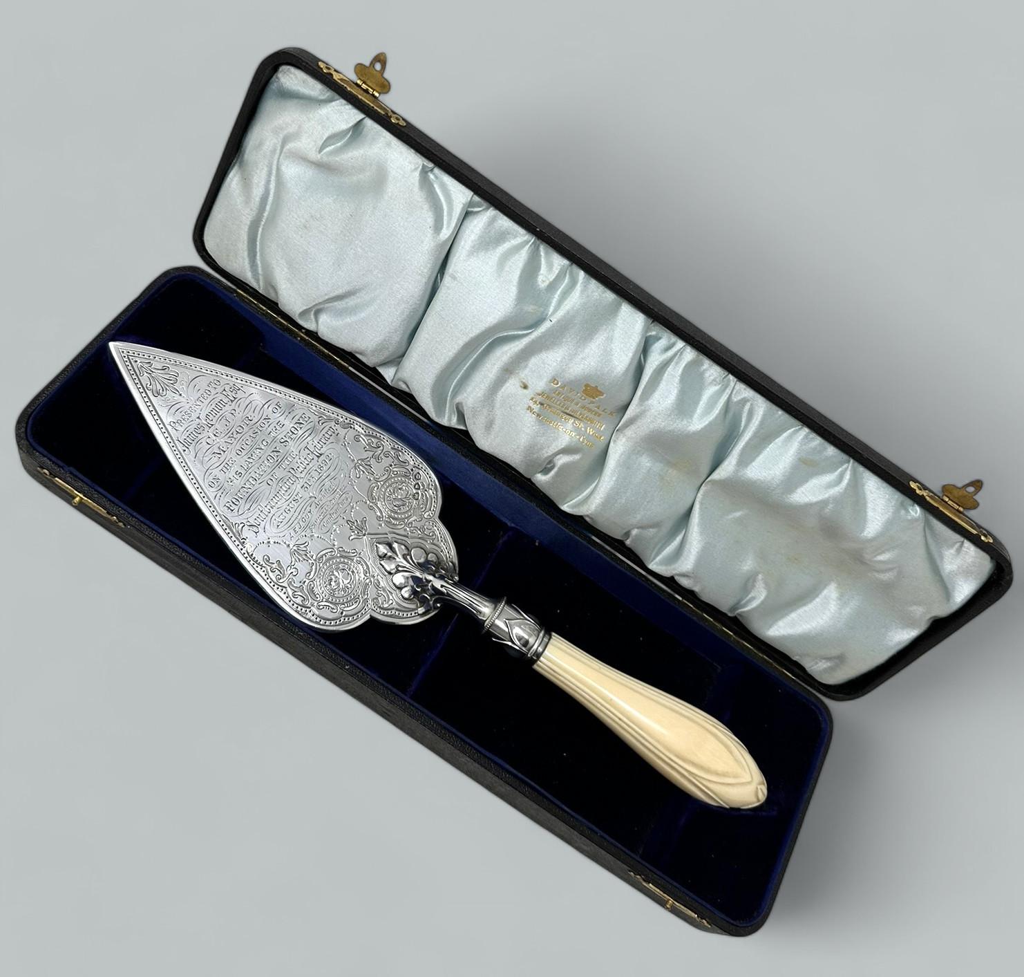 Antique English Sterling Silver Brick Layers Trowel Bone Handle Henry Wilkinson (1 of 9)
