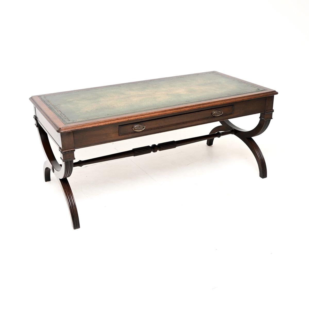 Antique Regency Style Leather Top Mahogany Coffee Table (1 of 11) Antique Regency Style Leather Top Mahogany Coffee Table (1 of 11)