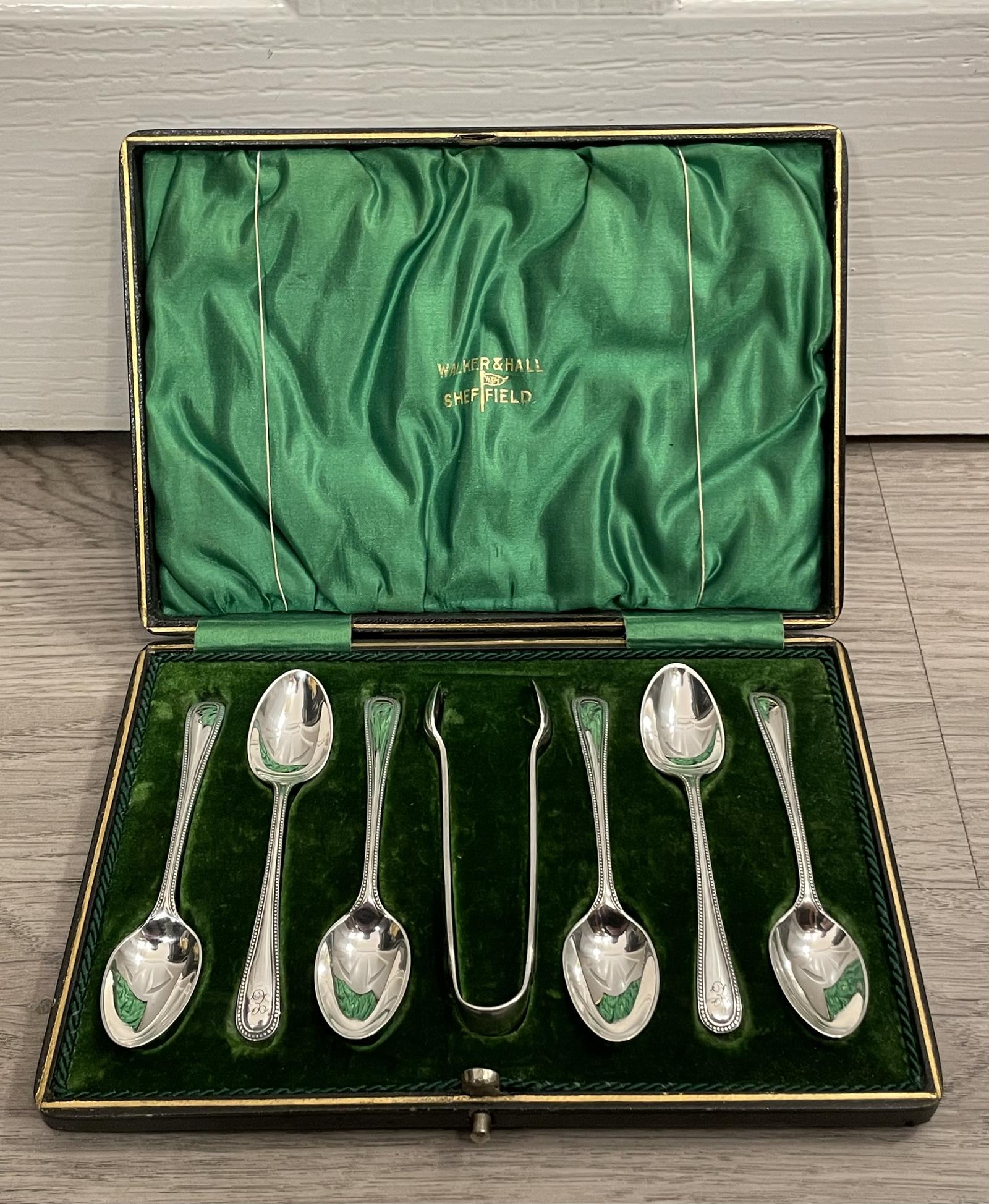 Edwardian Silver Teaspoons & Tongs by Walker & Hall (1 of 8) Edwardian Silver Teaspoons & Tongs by Walker & Hall (1 of 8)