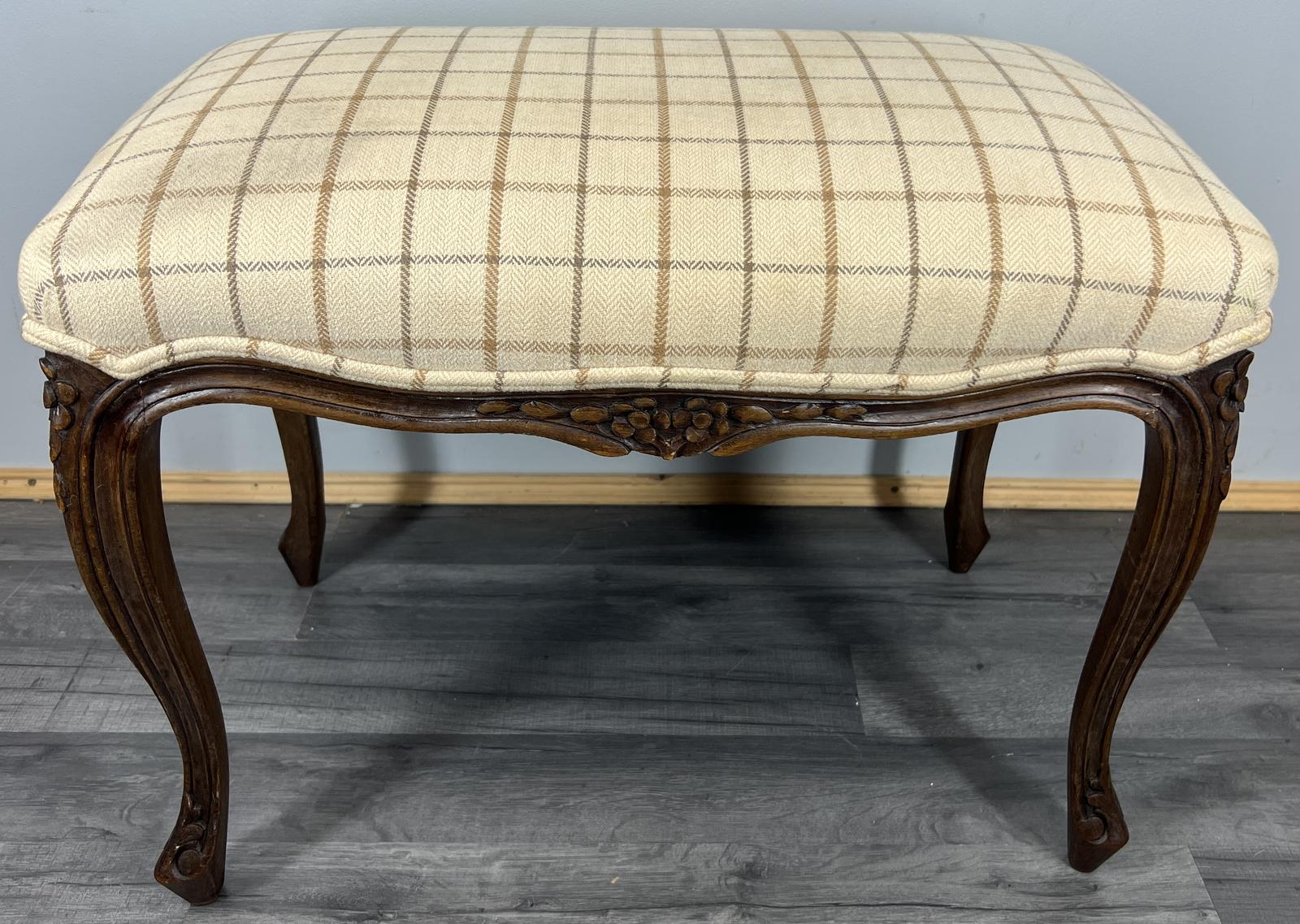 Footstool Vintage French Walnut Table Stool Upholstered Seat (1 of 11)