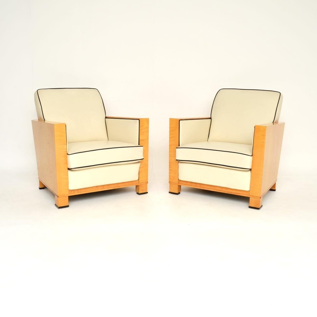 Pair of Swedish Art Deco Armchairs in Leather & Satin Birch (1 of 15) Pair of Swedish Art Deco Armchairs in Leather & Satin Birch (1 of 15)