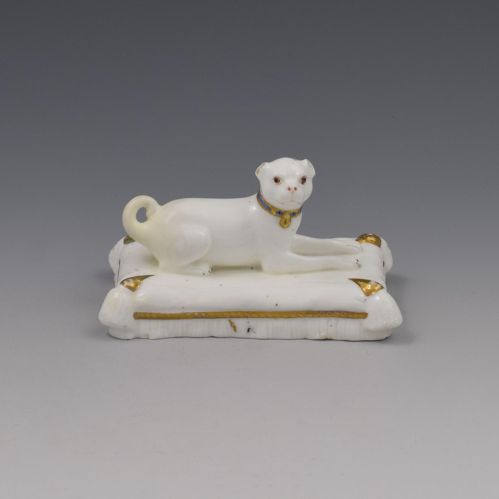 Minton Porcelain Figure Recumbent Pug on Cushion c.1831-1840 (1 of 11)