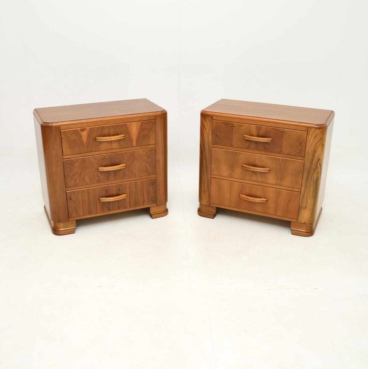 Pair of Art Deco Figured Walnut Bedside Chests (1 of 10) Pair of Art Deco Figured Walnut Bedside Chests (1 of 10)