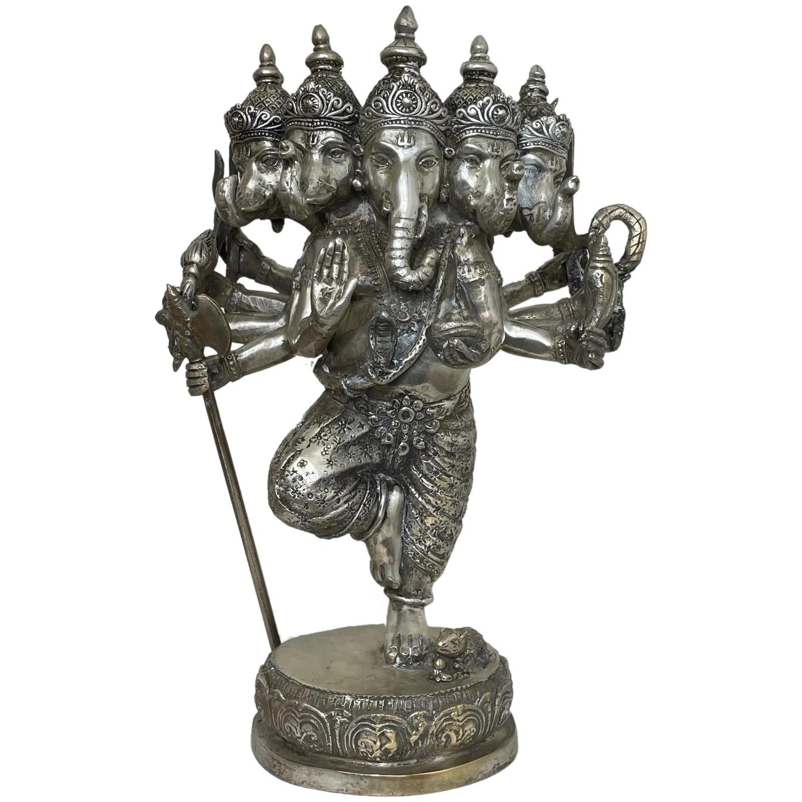 Decorative Silvered Bronze Hindu God Ganesha Deity Sculpture (1 of 52) Decorative Silvered Bronze Hindu God Ganesha Deity Sculpture (1 of 52)
