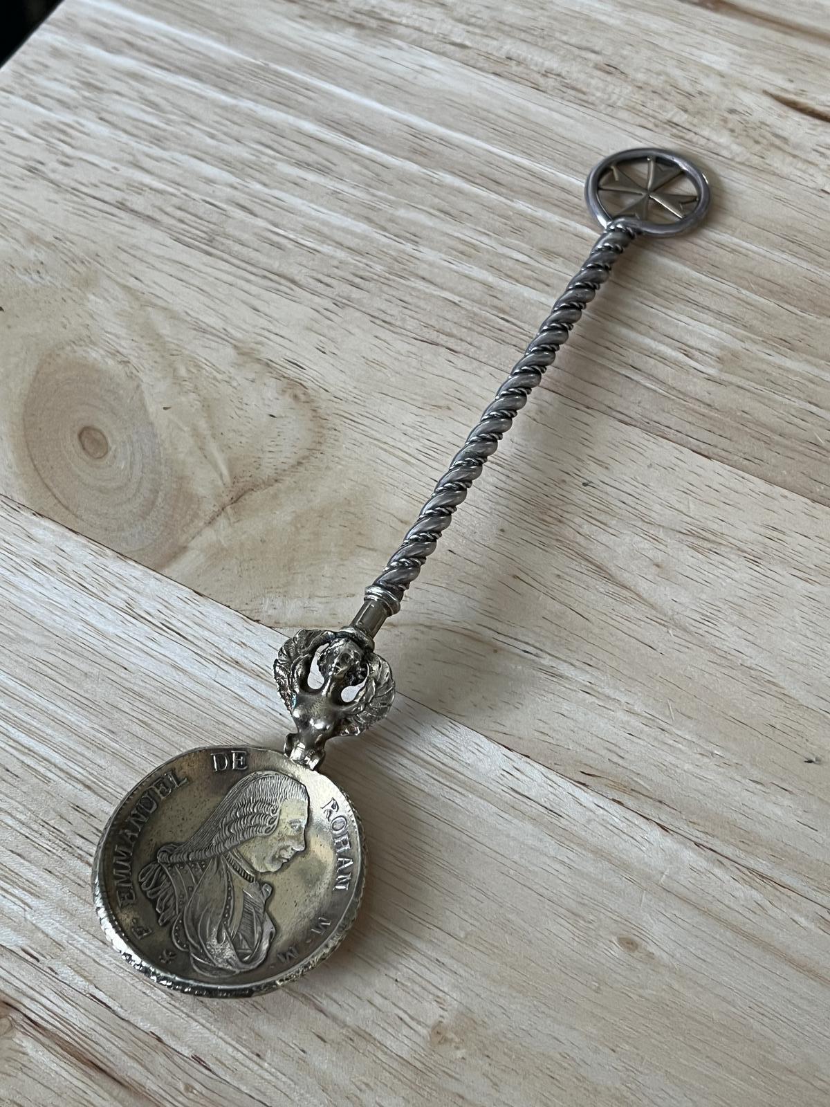 Malta 800 Silver Spoon Mounted with 1790 Silver 30 Tari Coin (1 of 17)