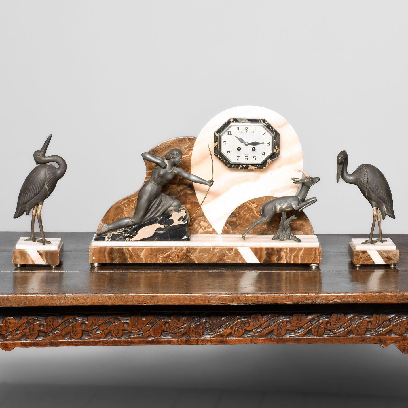 Art Deco 3 Piece Clock Set (1 of 7) Art Deco 3 Piece Clock Set (1 of 7)