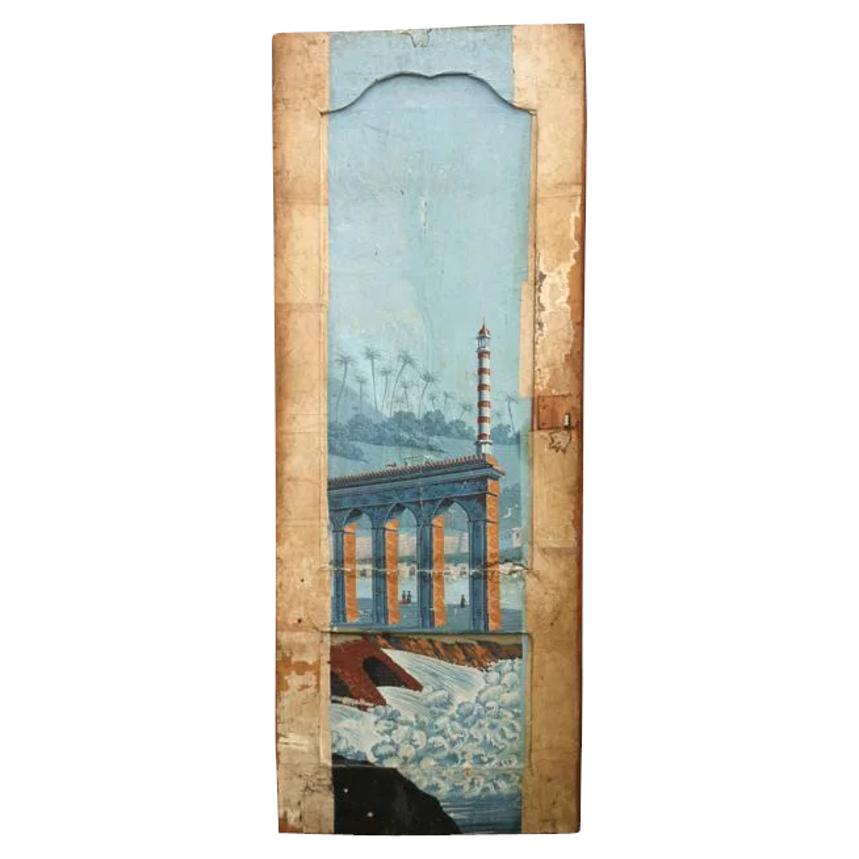 19th Century 'Papier Peint' Door with Aqueduct Scene (1 of 5) 19th Century 'Papier Peint' Door with Aqueduct Scene (1 of 5)