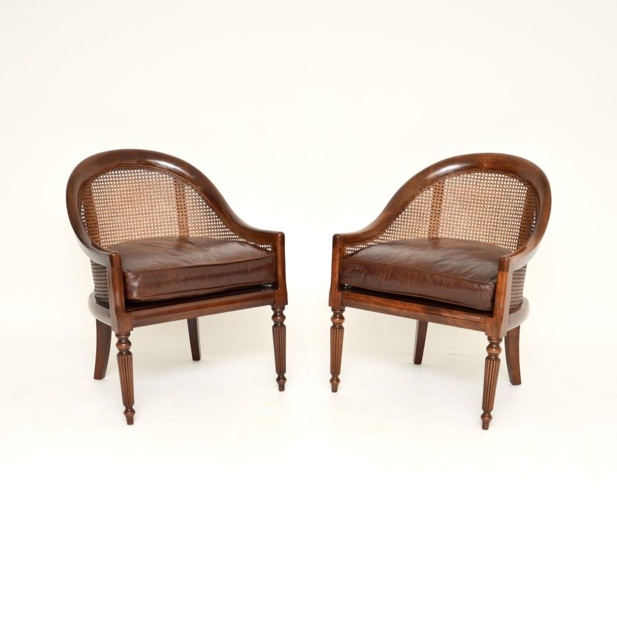 Pair of Regency Style Mahogany & Leather Armchairs (1 of 12) Pair of Regency Style Mahogany & Leather Armchairs (1 of 12)