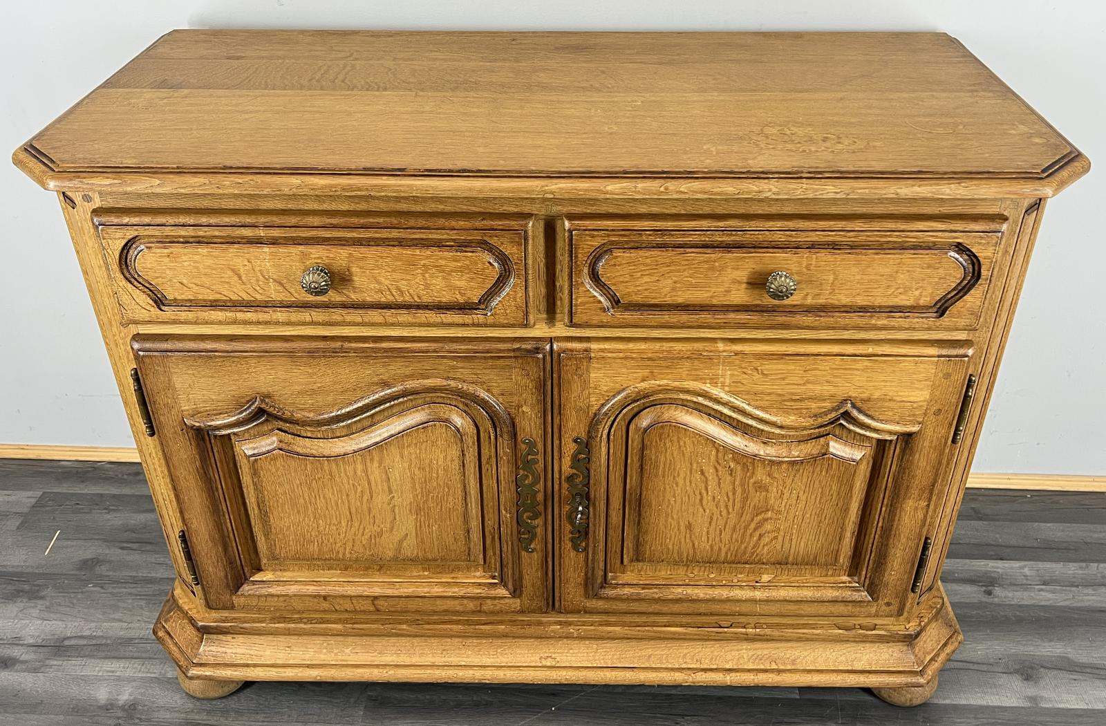 Cabinet Vintage French Oak 2 Door Carved Sideboard with Drawers (1 of 11)