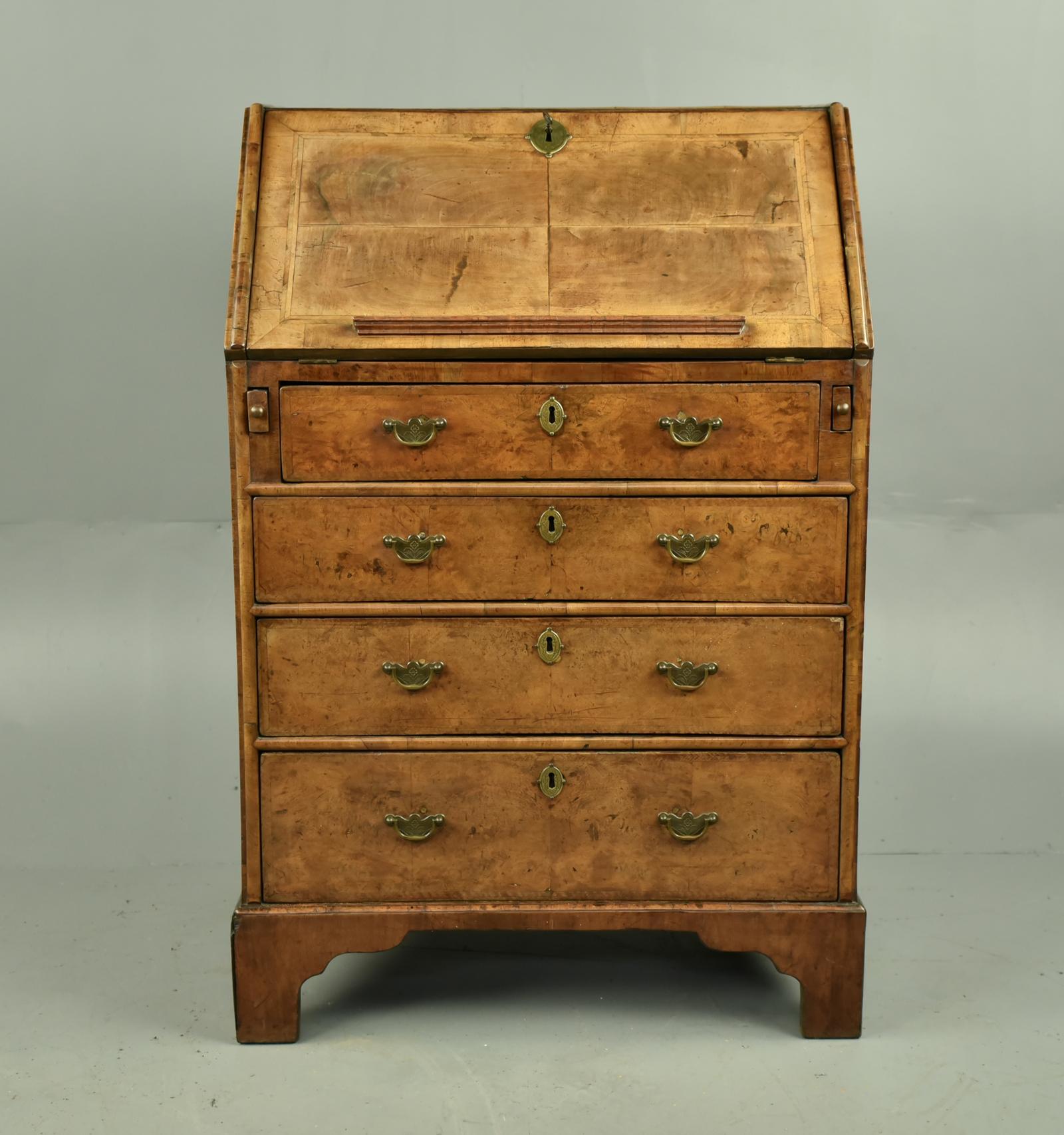 Rare Small 18th Century Walnut Bureau (1 of 8)
