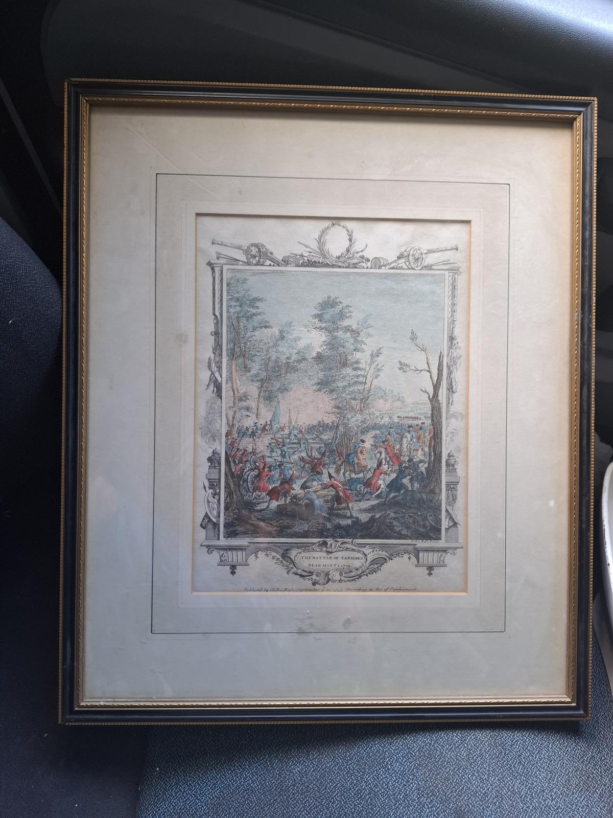 Antique Hand-coloured Engraving - Battle Of Tanieres 1709 - 1735 (1 of 6)