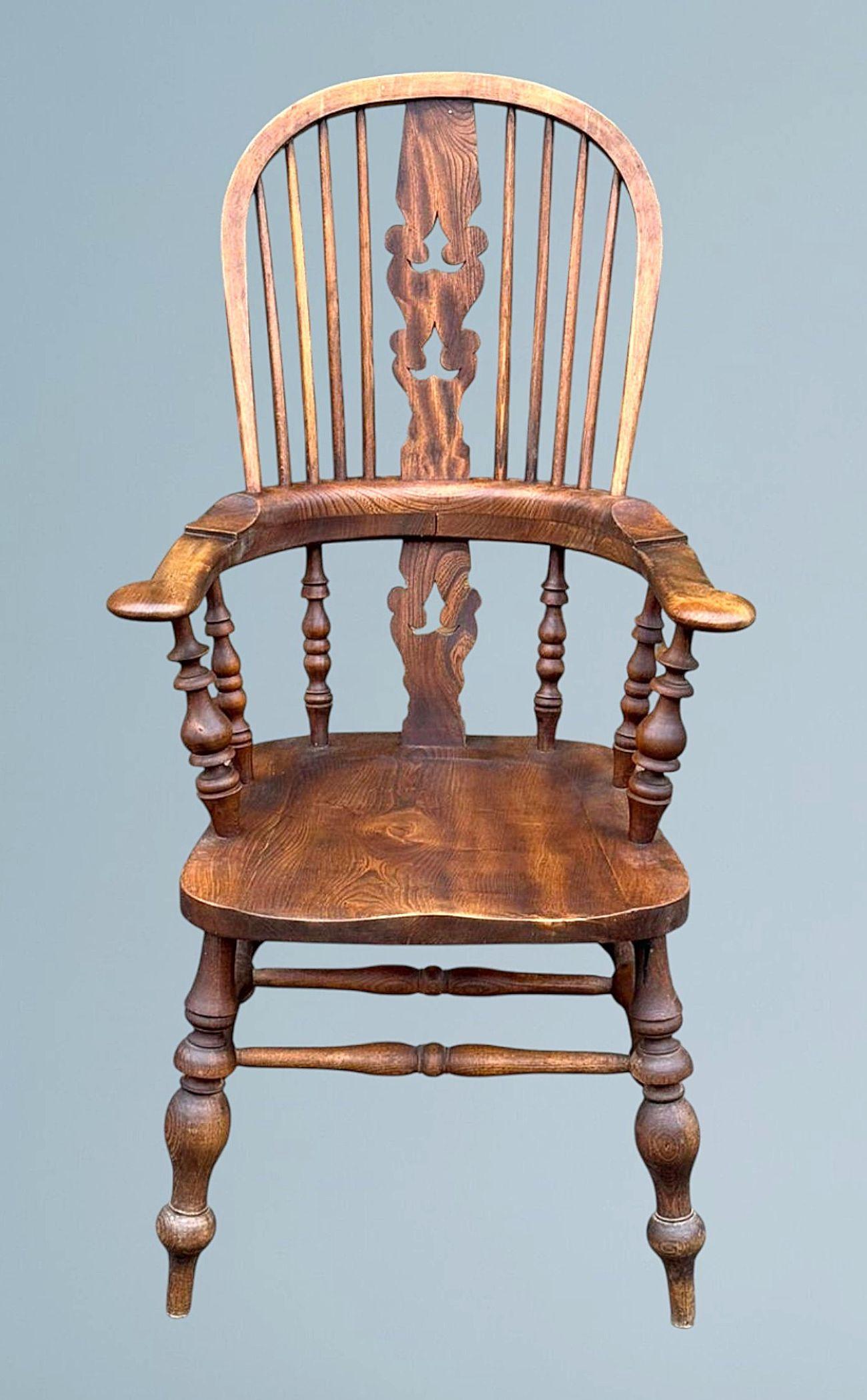 High Back Elm Broad Arm Windsor Chair (1 of 16)
