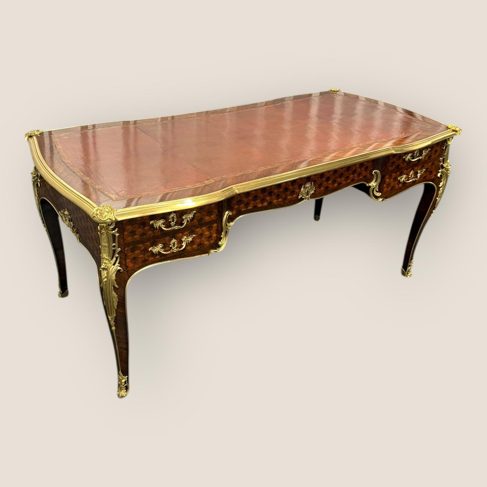 François Linke French Louis XVI Ormolu Kingwood Bureau Plat Desk, c.1889 (1 of 21)